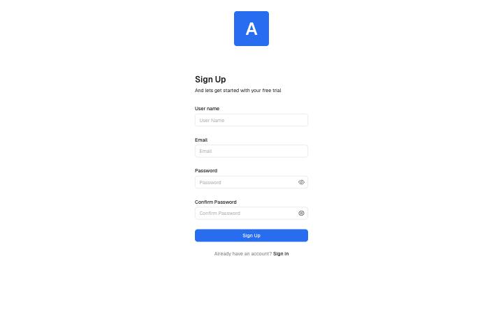 Screenshot of the Generic Sign-up page