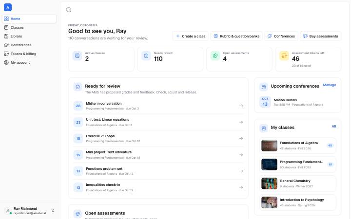 Screenshot of the Instructor Dashboard page