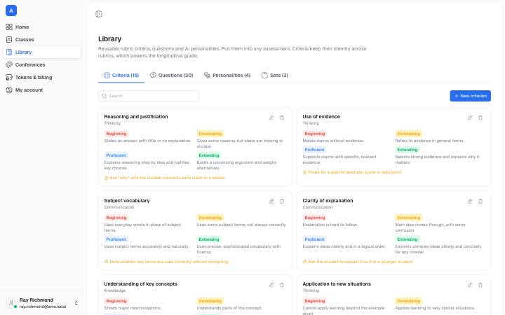 Screenshot of the Library page